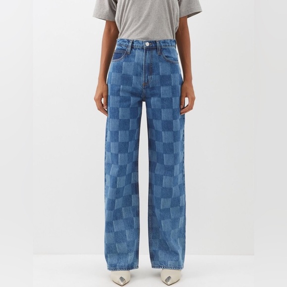 Frame Le High n Tight Wide Leg Checkered Indigo Jeans - Picture 3 of 3